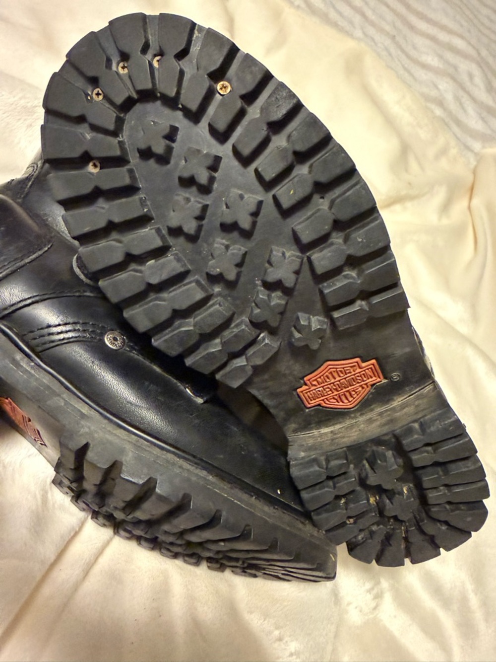 Harley-Davidson Black Leather Biker Boots with Buckle - Picture 4 of 5